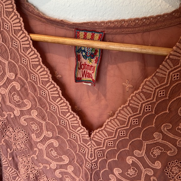 Johnny Was Embroidered Mauve Tunic Mini Dress - Picture 5 of 9
